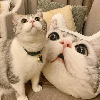 Custom Pet Photo Pillow Cat Face Shaped Pillow
